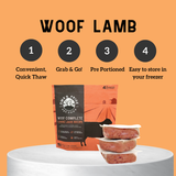 Oma's Pride Woof Complete Lamb Recipe 8oz Portion Packs 6lb bag 24LB CASE