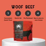 Oma's Pride Woof Complete Beef Recipe 8oz Portion Packs 6 lb bag 24LB CASE