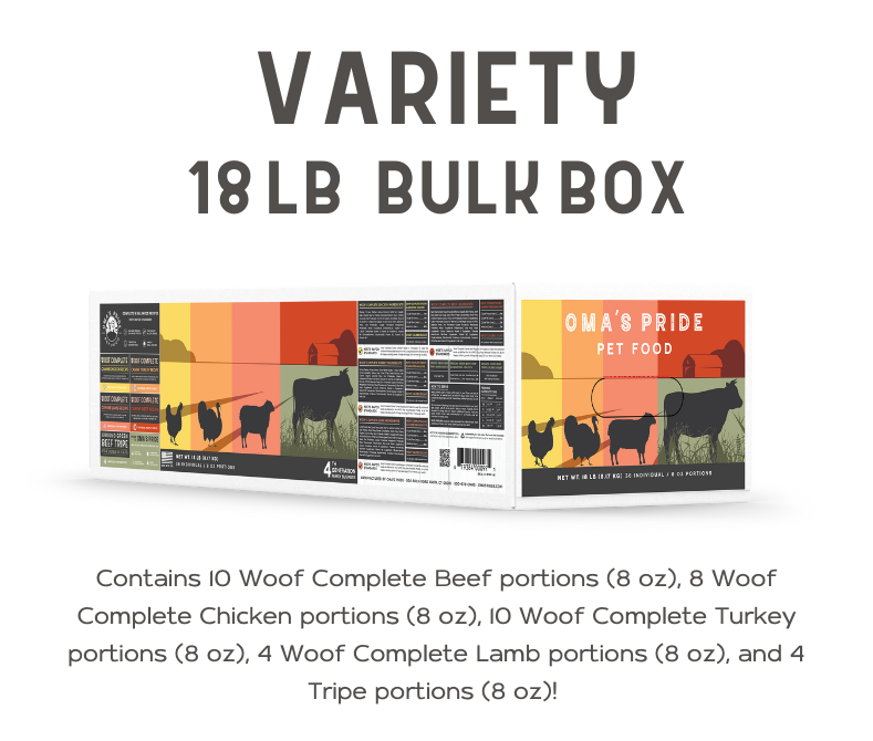 Woof Complete Canine Recipe Variety Pack - 18 lb. Bulk Box PORTION PACKS