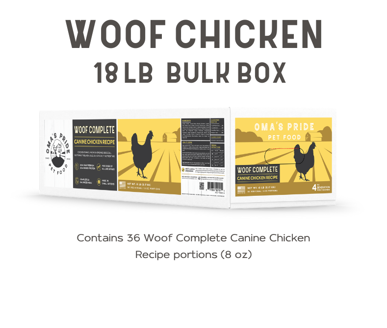 Woof Complete Canine Chicken Recipe - 18 lb. Bulk Box PORTION PACKS